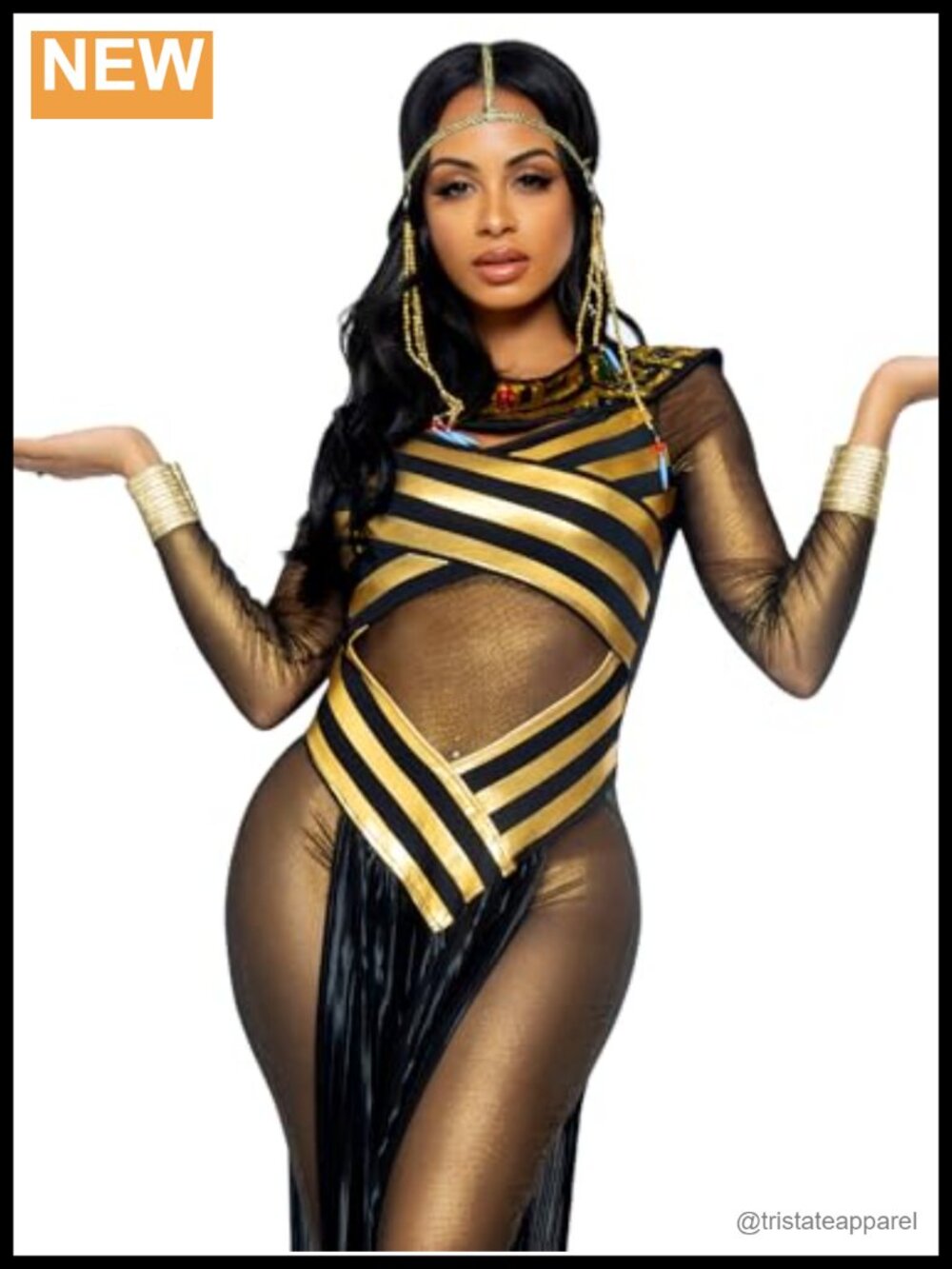 Leg Avenue Nile Queen 3 Piece Costume Set Catsuit Dress Headpiece Adult